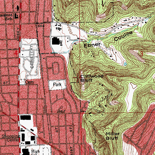 Topographic Map of Cliffwood Bluff, WI