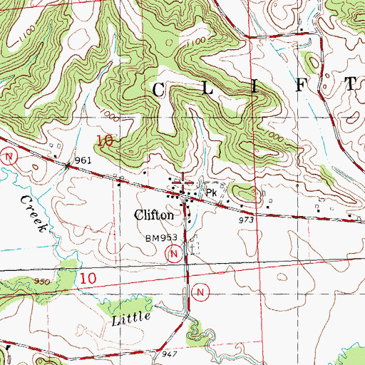 Topographic Map of Clifton, WI