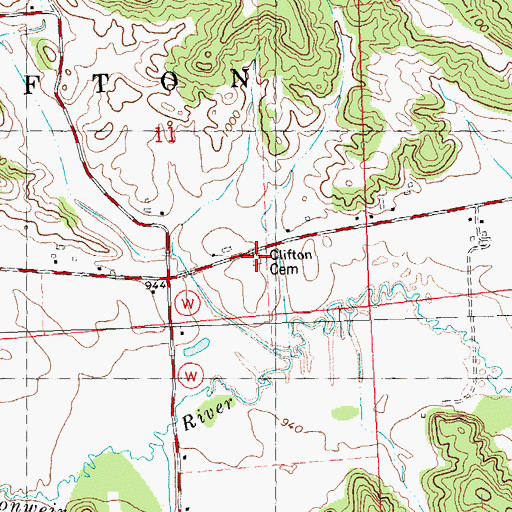 Topographic Map of Clifton Cemetery, WI