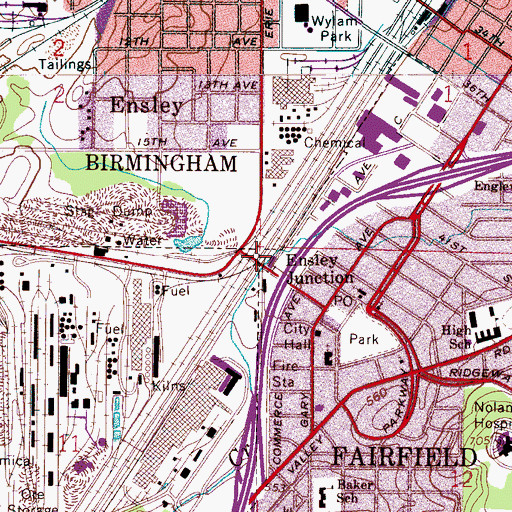 Topographic Map of Ensley Junction, AL