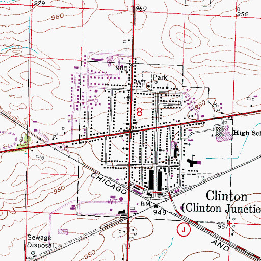 Topographic Map of Clinton, WI