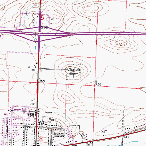 Topographic Map of Clinton Cemetery, WI