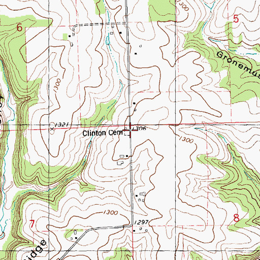 Topographic Map of Clinton Cemetery, WI