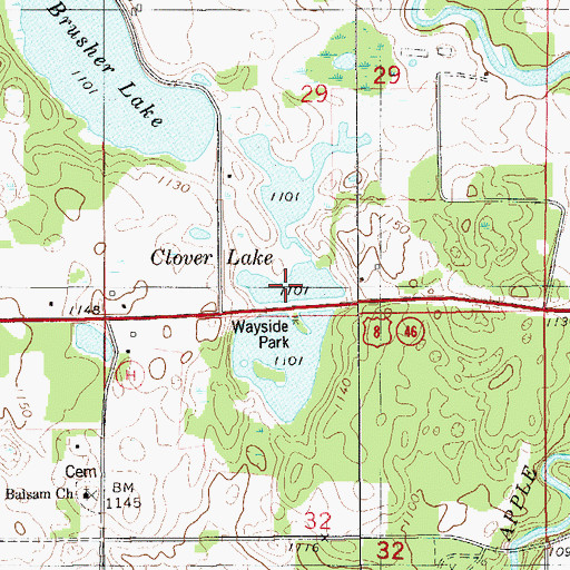 Topographic Map of Clover Lake, WI