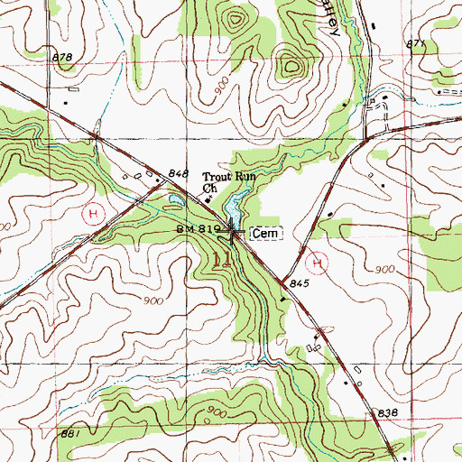 Topographic Map of Cloverdale Valley, WI