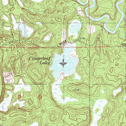 Topographic Map of Cloverleaf Lake, WI
