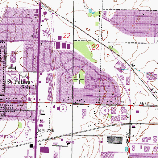 Topographic Map of Clovernook Playground, WI