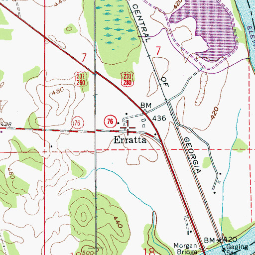 Topographic Map of Erratta, AL