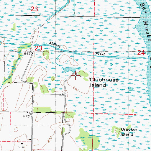 Topographic Map of Clubhouse Island, WI
