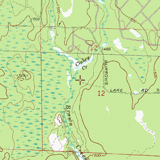 Topographic Map of Clukey Creek, WI