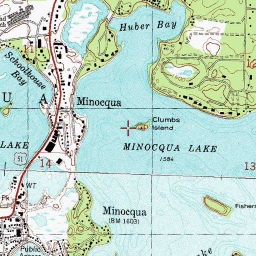 Topographic Map of Clumbs Island, WI