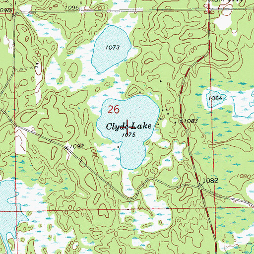 Topographic Map of Clyde Lake, WI