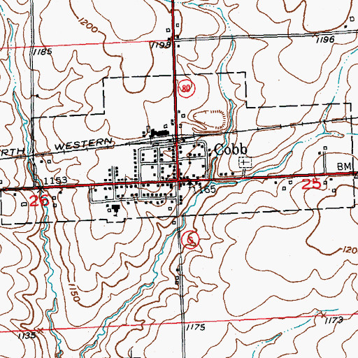 Topographic Map of Cobb, WI