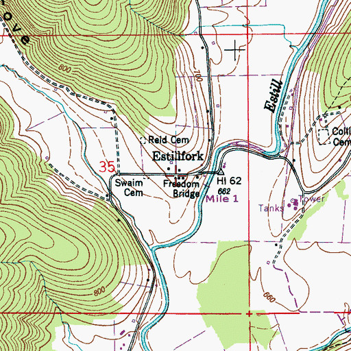 Topographic Map of Estillfork, AL