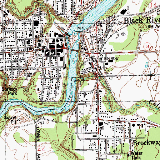 Topographic Map of Coffee Creek, WI