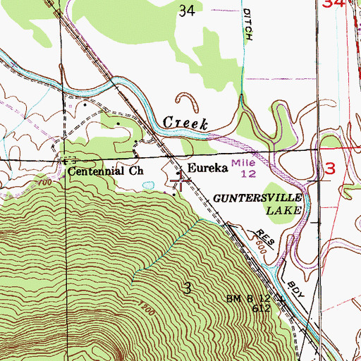 Topographic Map of Eureka, AL