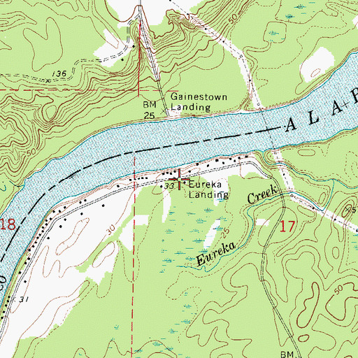 Topographic Map of Eureka Landing, AL