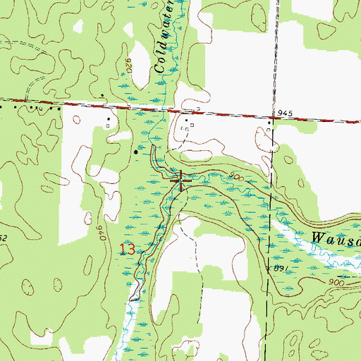 Topographic Map of Coldwater Brook, WI