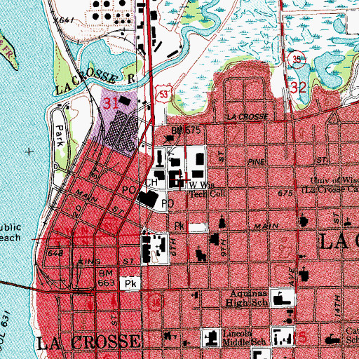 Topographic Map of Coleman School, WI