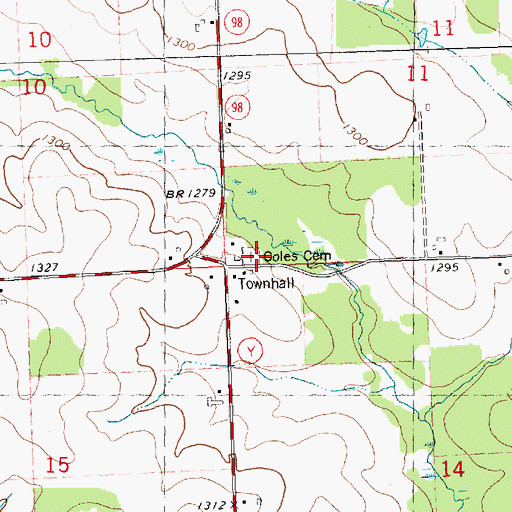 Topographic Map of Coles Cemetery, WI