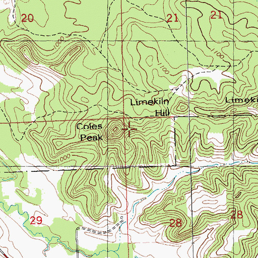 Topographic Map of Coles Peak, WI