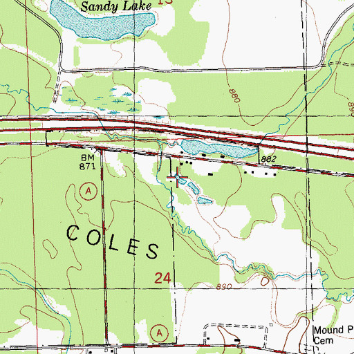 Topographic Map of Coles Valley, WI