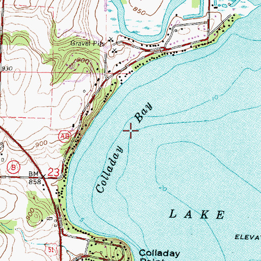 Topographic Map of Colladay Bay, WI