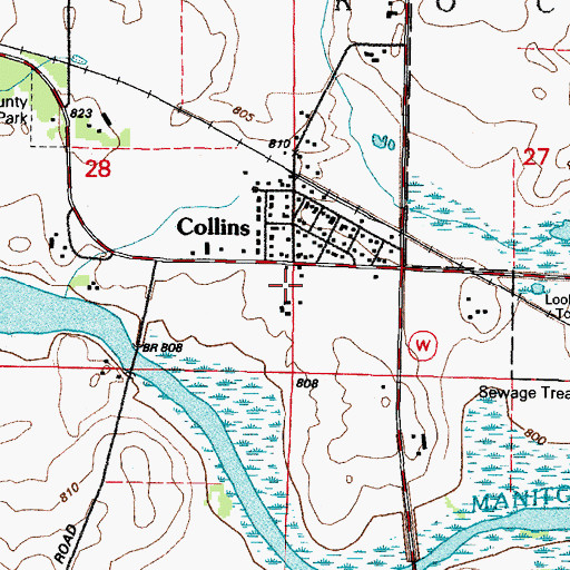Topographic Map of Collins, WI