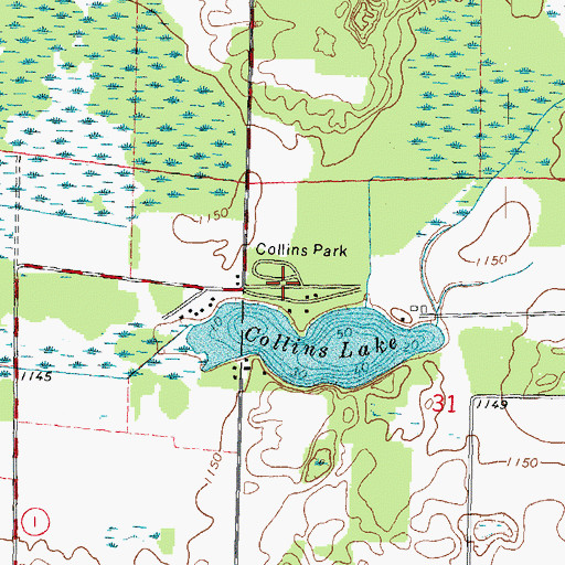 Topographic Map of Collins Park, WI