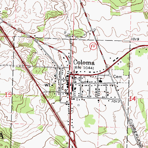 Topographic Map of Coloma, WI