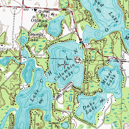 Topographic Map of Columbia Lake, WI