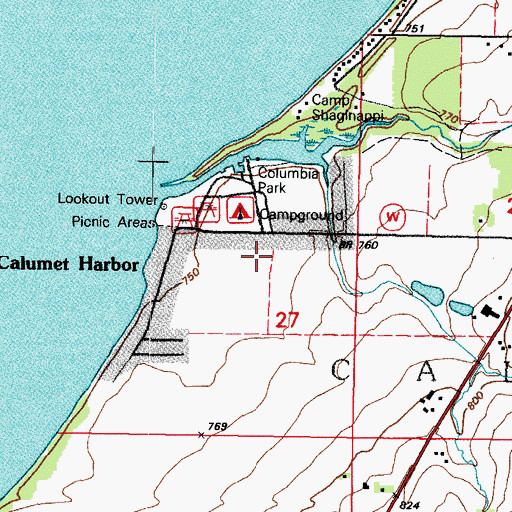 Topographic Map of Columbia Park, WI