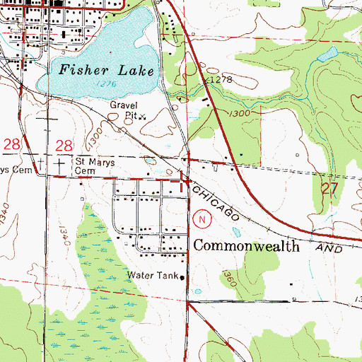 Topographic Map of Commonwealth, WI
