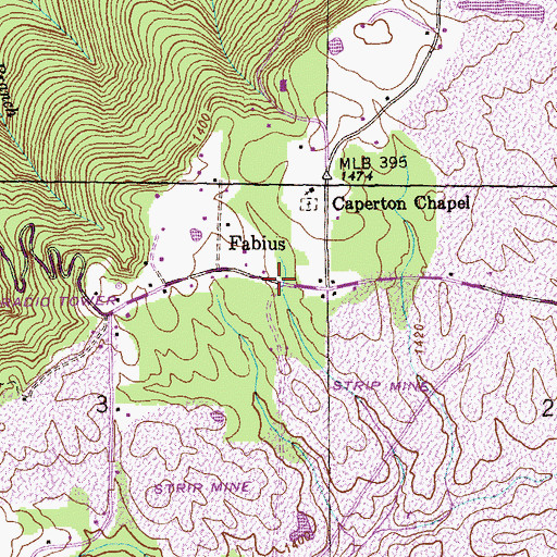 Topographic Map of Fabius, AL
