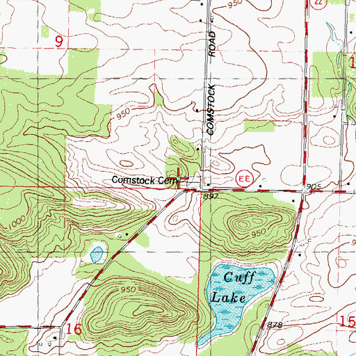 Topographic Map of Comstock Cemetery, WI