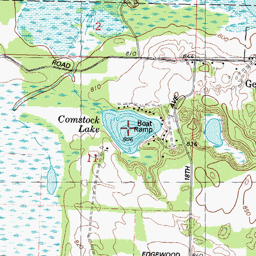 Topographic Map of Comstock Lake, WI