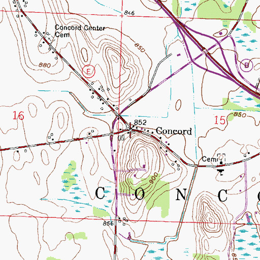 Topographic Map of Concord, WI
