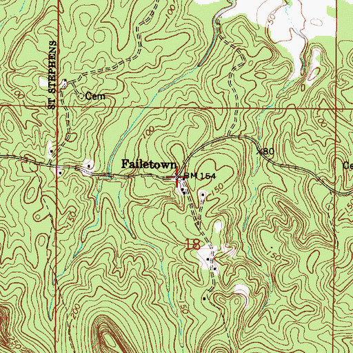Topographic Map of Failetown, AL