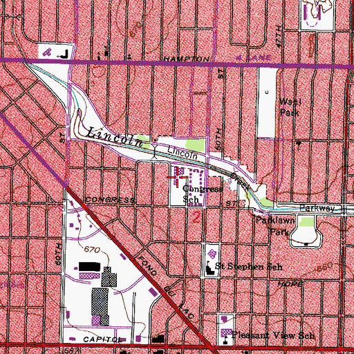 Topographic Map of Congress Elementary School, WI