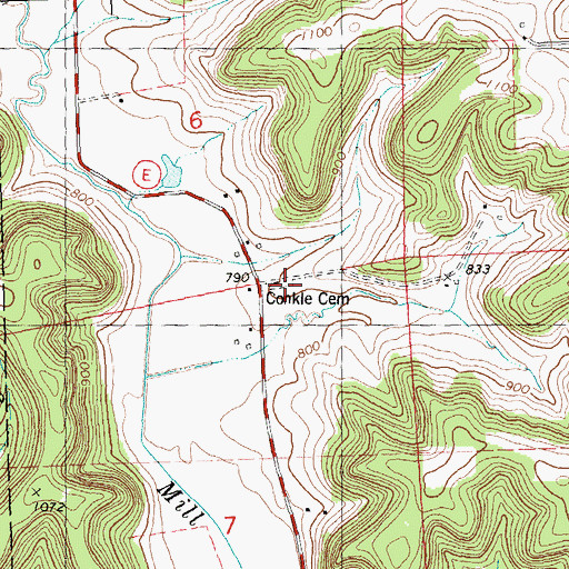 Topographic Map of Conkle Cemetery, WI