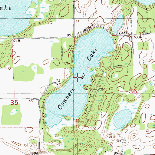 Topographic Map of Conners Lake, WI