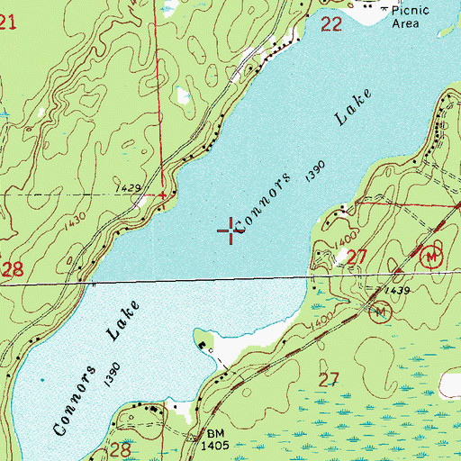 Topographic Map of Connors Lake, WI