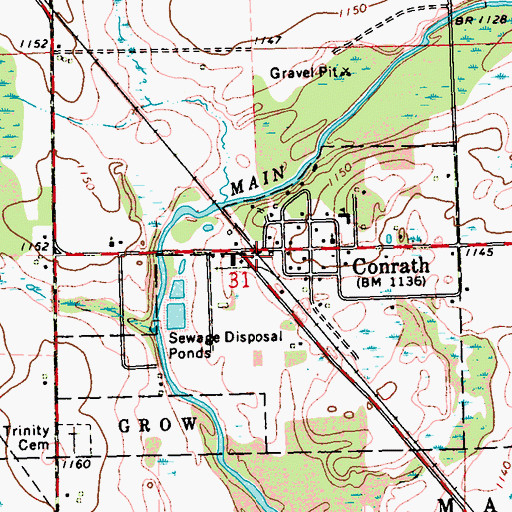 Topographic Map of Conrath, WI