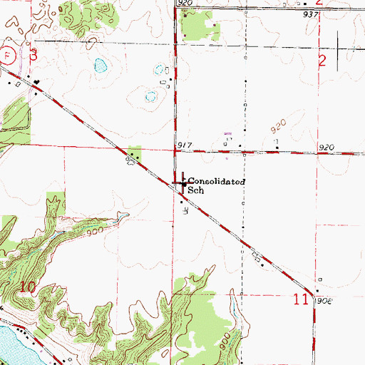 Topographic Map of Consolidated Elementary School, WI