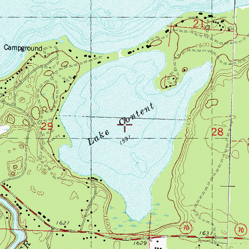 Topographic Map of Lake Content, WI