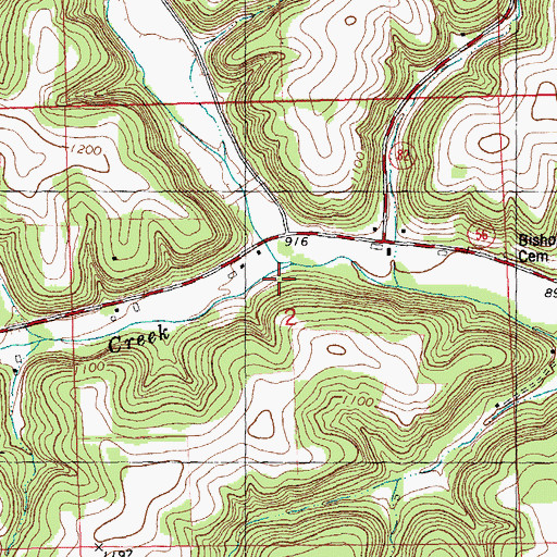 Topographic Map of Cook Creek, WI