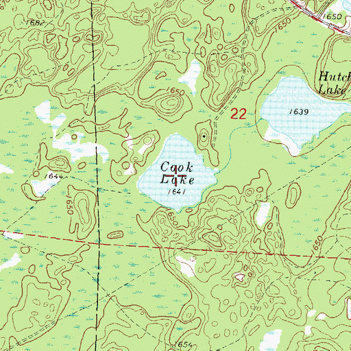 Topographic Map of Cook Lake, WI