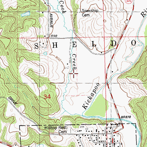 Topographic Map of Cook Valley, WI