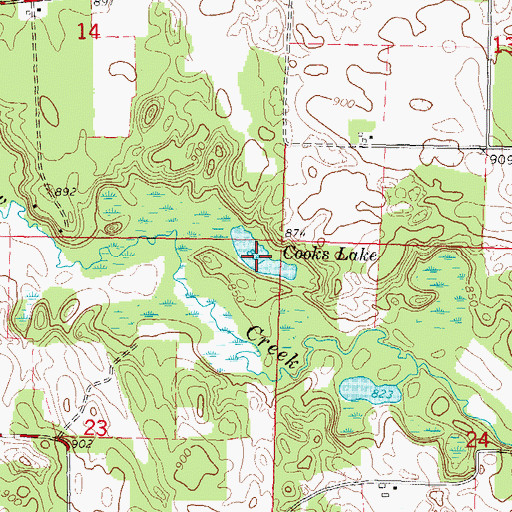 Topographic Map of Cooks Lake, WI