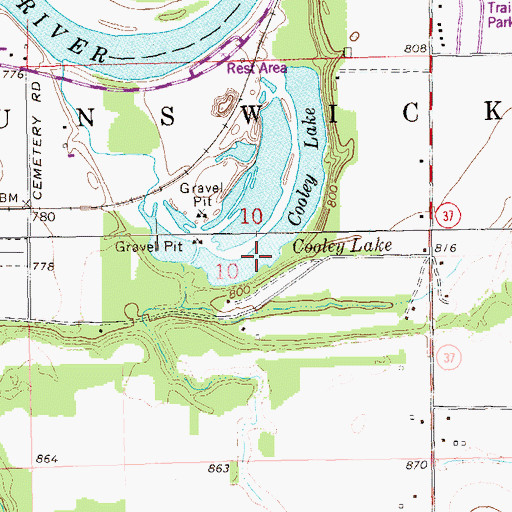 Topographic Map of Cooley Lake, WI